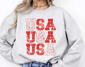 Retro USA Stars Sweatshirt, Patriotic 4th of July Crewneck