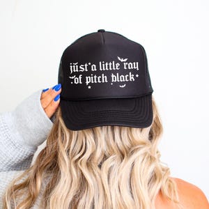 Just A Little Ray Of Pitch Black, Sassy, Funny, Halloween, Black Snapback Trucker Hat, Otto Graphic Baseball Cap