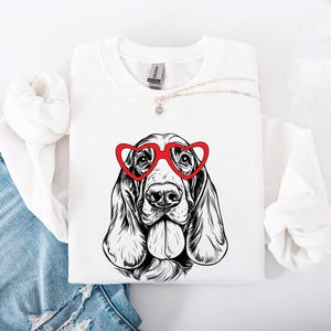 Basset Hound, Pet, Dog Breed, Valentine&#39;s Sweatshirt, Crewneck, Crew Neck, Sweater, Love, Heart, Dog Lover, Animal Lover