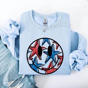 Retro Smiley, Patriotic, USA, America, 4th of July Sweatshirt