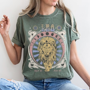 Leo Zodiac Comfort Colors Tee, Vintage Lion Astrology Shirt image 8