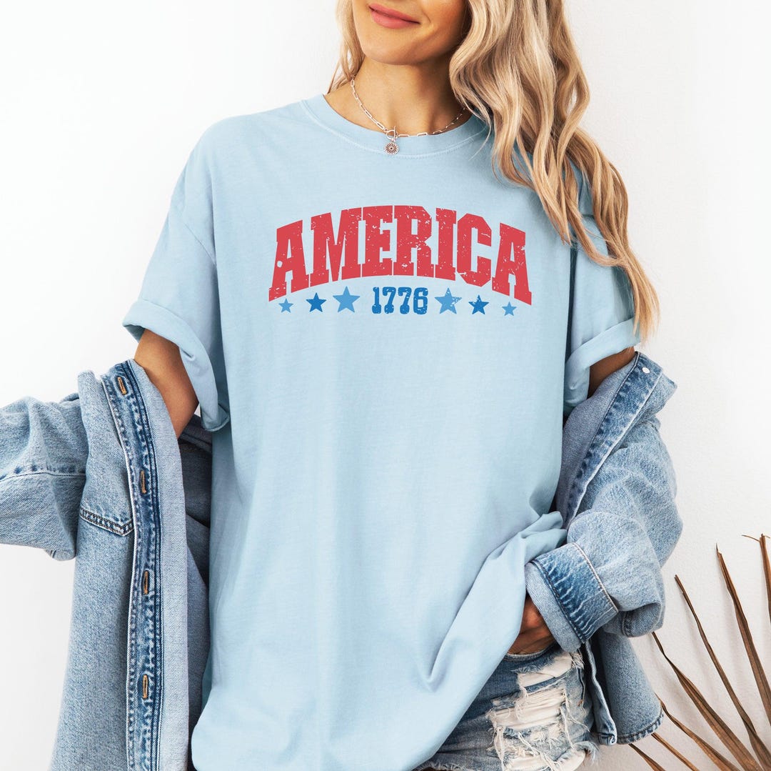 Women's American Flag Shirt - 4th Of July Patriotic Tee Raglan Sleeve