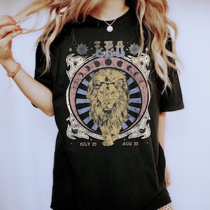 Leo Zodiac Comfort Colors Tee, Vintage Lion Astrology Shirt image 6