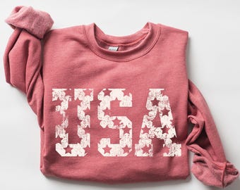 Retro, USA Stars, Patriotic, America, 4th of July Sweatshirt, Crewneck, Crew Neck, Sweater, USA