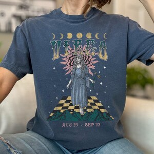 Camiseta del zodiaco Virgo, camisa celestial vintage, colores cómodos imagen 8