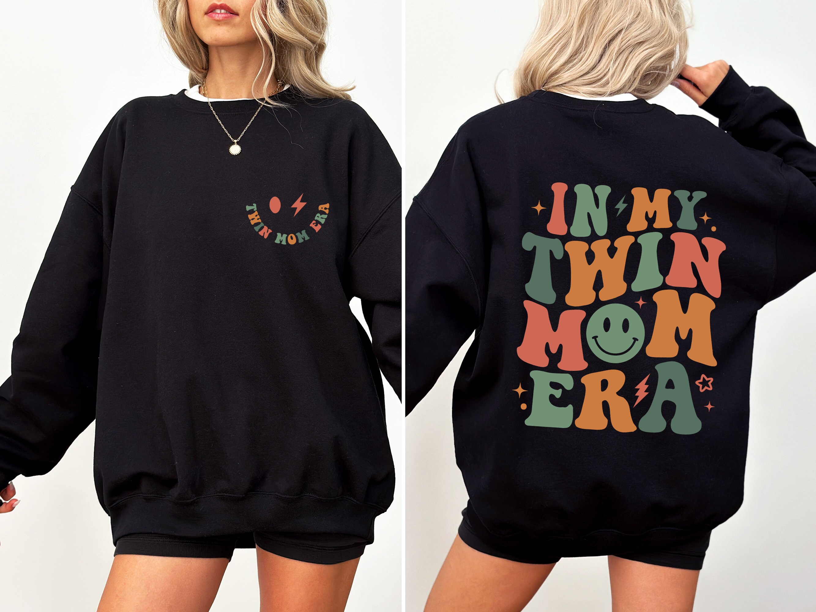 ツインズママエラ スウェットシャツ、コンフォートカラーTシャツ、新米