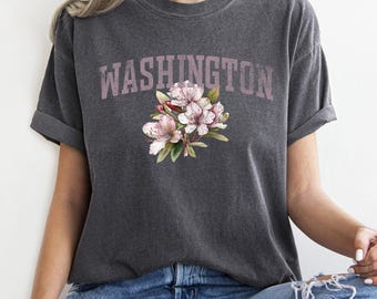 Washington State Flower Comfort Colors Tshirt, Flower Tee, Botanical, Gardening, Travel, Gift, Mother, Girlfriend