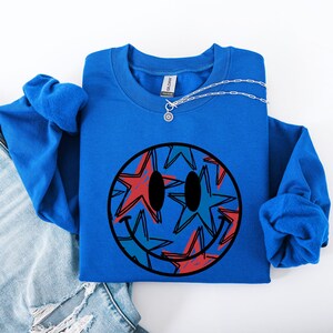 Retro Smiley, Patriotic, USA, America, 4th of July Sweatshirt