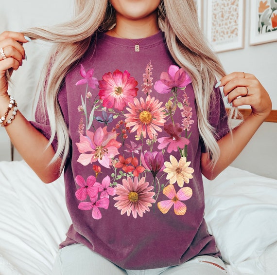 Maglietta Donna Con Stampa Floreale A Margherite - Scollo A V, Maniche Corte, Casual E Boho
