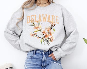 Delaware State Blumen-Sweatshirt, Floraler Pullover mit Rundhalsausschnitt