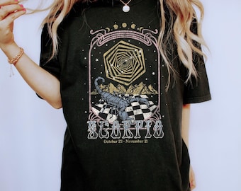 Vintage Scorpio Zodiac Tee, Celestial Graphic Comfort Colors Shirt