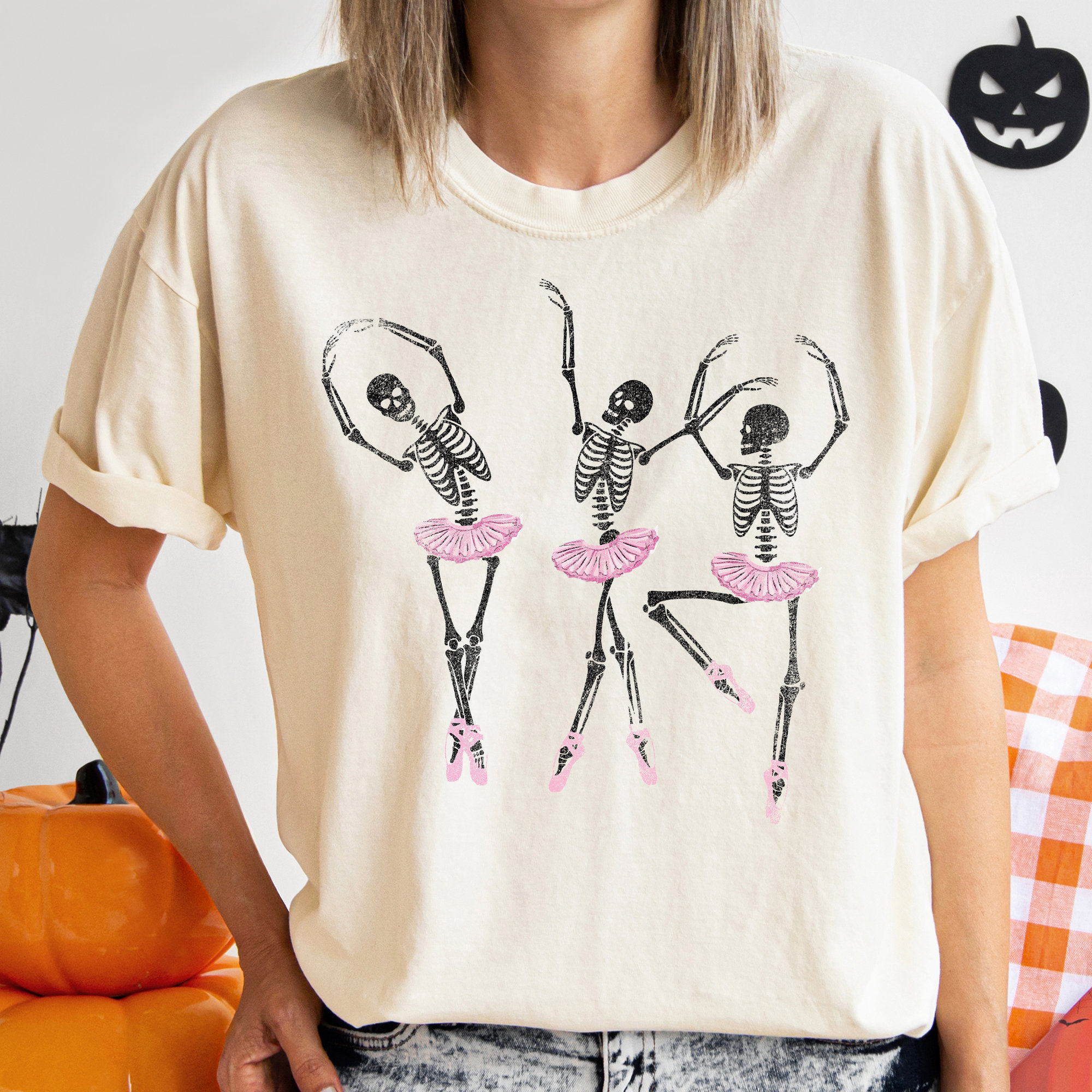 Discover Ballerina Skeletons Shirt,Ghost Shirt,Halloween Skeleton Shirt,Skeleton dance,Happy Halloween,Spooky Season,Skeleton Crewneck,Ballet Shirt