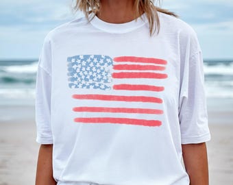Koszulka Retro America Comfort Colors, flaga amerykańska, koszulka z okazji 4 lipca, 4 lipca, patriotyczny prezent USA, damska koszulka z grafiką, koszulka USA