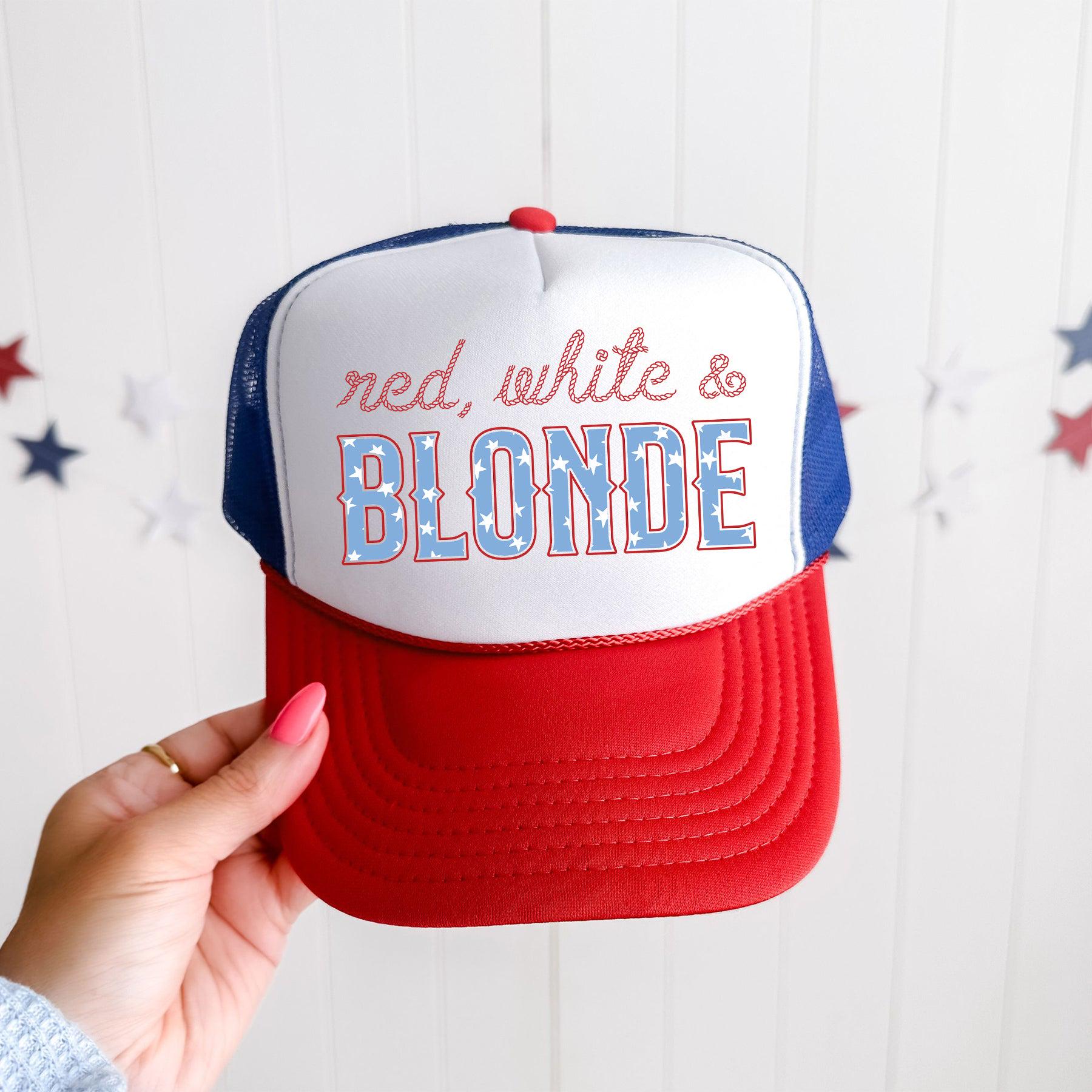 Red White And Blonde, Sassy, Patriotic, Snapback Trucker Hat, USA, America, Baseball Cap, Fourth of July Party