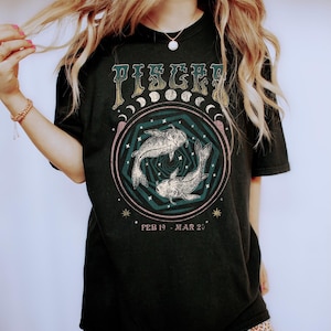Vintage Pisces Zodiac Tee, Comfort Colors Graphic Shirt image 7