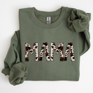 Mama, Cow Print, Mom, Mother&#39;s Day Gift Sweatshirt, Mama Comfort Colors Tee, Mom Life, Baby Shower, Pregnant Gift, New Mom