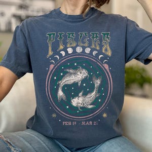 Vintage Pisces Zodiac Tee, Comfort Colors Graphic Shirt image 8