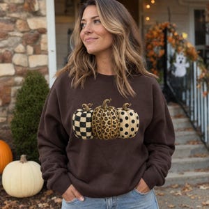 Patterned Pumpkins Sweatshirt Leopard Checkerboard Polka Dot Gildan Fall