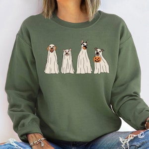 Halloween Sweatshirt,Halloween Sweater,Ghost Sweatshirt,Halloween Dog Sweatshirt,Ghost Dog Shirt,Happy Halloween,Spooky Season,Dog Crewneck