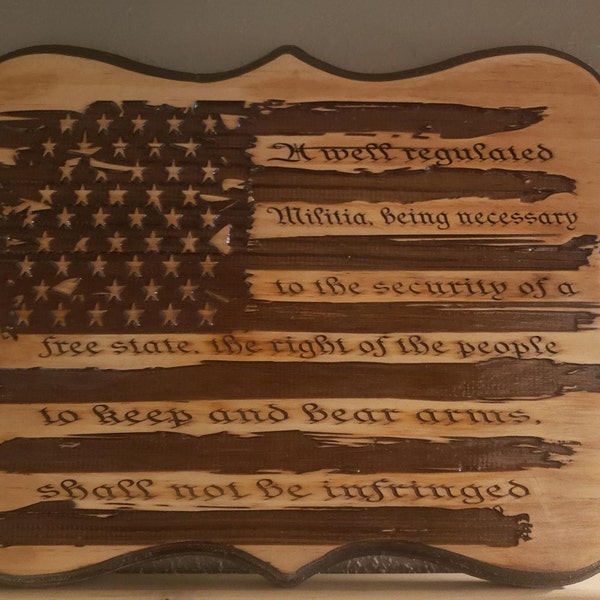 2nd amendment plaque with U.S. flag