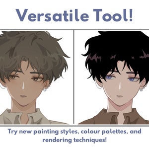 Manga Webtoon Style Head Stamp Procreate Brush Set - Head Guide Stamp ...