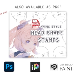 Anime Style Head Stamp Procreate Brush Set - Head Guide Stamp Brush ...