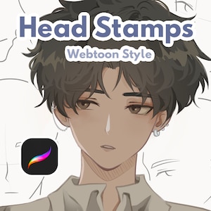 Manga Webtoon Style Head Stamp Procreate Brush Set - Head Guide Stamp Brush Pack iPad, Face Lineart Stamps Brush, Procreate Stamp Brushes