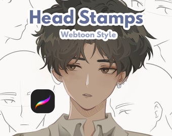 Manga Webtoon Style Head Stamp Procreate Brush Set - Head Guide Stamp Brush Pack iPad, Face Lineart Stamps Brush, Procreate Stamp Brushes