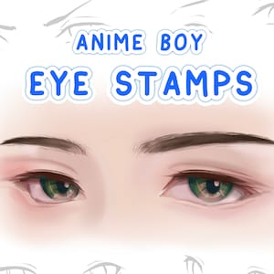 Anime Eyes Procreate Brush Set - Boy Eye Stamps Brush Pack iPad, Digital Drawing Soft Brush Set Soft Lineart, Procreate Stamp Guide Brushes