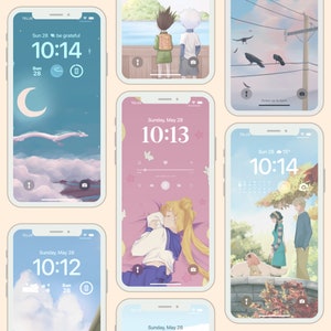 Soft Anime Aesthetic Inspired Minimalistic Cute Lofi Mobile Phone Wallpaper Pack - Cute Wallpaper, Digital Wallpaper, Anime Wallpaper, image 4