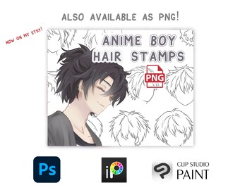 Soft Anime Style Procreate Hair Stamp Set Hair Lineart Brush Pack