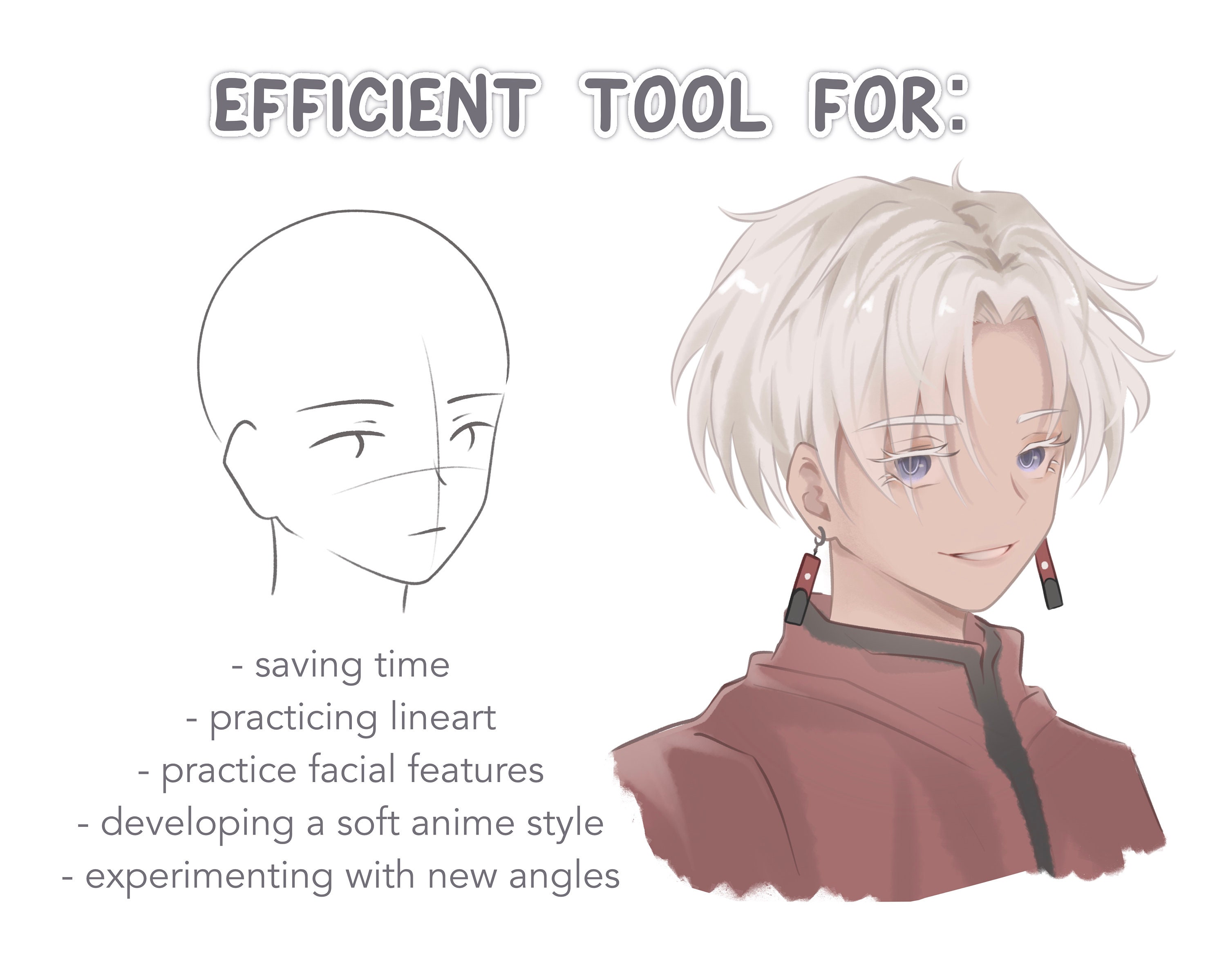 Soft Anime Style Procreate Hair Stamp Set Hair Lineart Brush