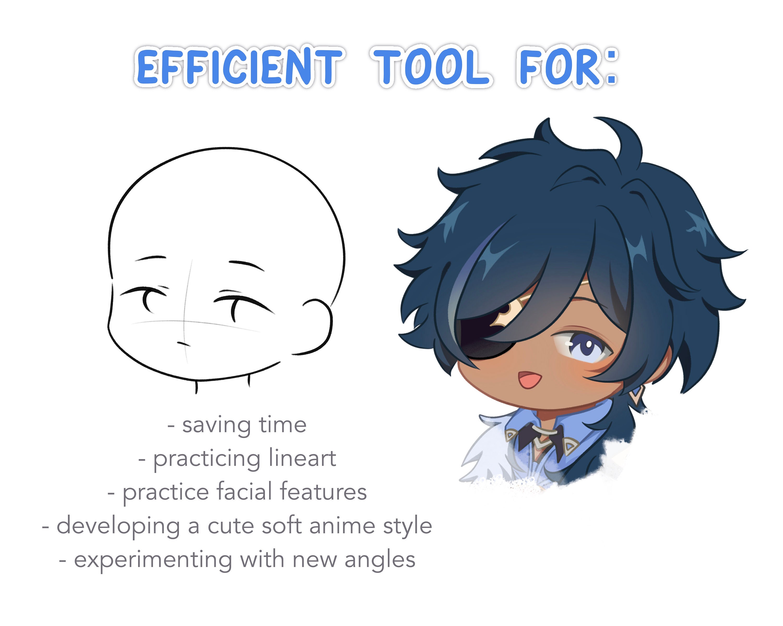 Anime Style Head Stamp Procreate Brush Set - Head Guide Stamp Brush ...