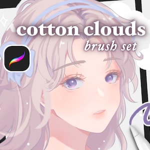 Cotton Clouds Soft Brush Set - Lineart and Color Brush Pack iPad, Digital Drawing Procreate Brushes, Character Sketch and Coloring Brushes