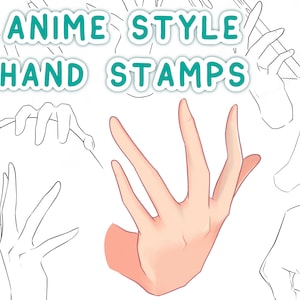 Anime Style Hand Stamp Procreate Brush Set - Hand Guide Stamp Brush Pack iPad, Hands Lineart Stamps Brush Bundle, Procreate Stamp Brushes