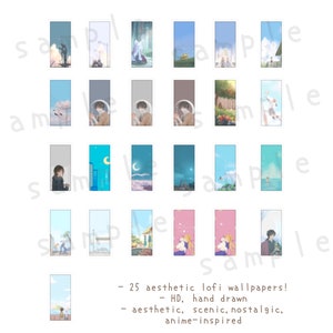 Soft Anime Aesthetic Inspired Minimalistic Cute Lofi Mobile Phone Wallpaper Pack - Cute Wallpaper, Digital Wallpaper, Anime Wallpaper, image 3
