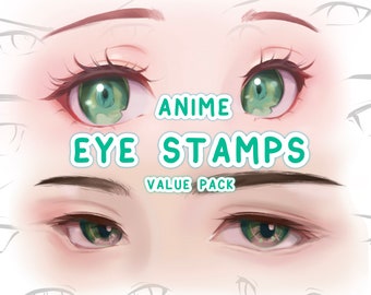 Lot de tampons pour les yeux procréer de style anime doux - Lot de pinceaux Lineart Yeux de fille/yeux de garçon pour iPad, pinceau à dessin numérique, pinceaux à croquis et à tampons