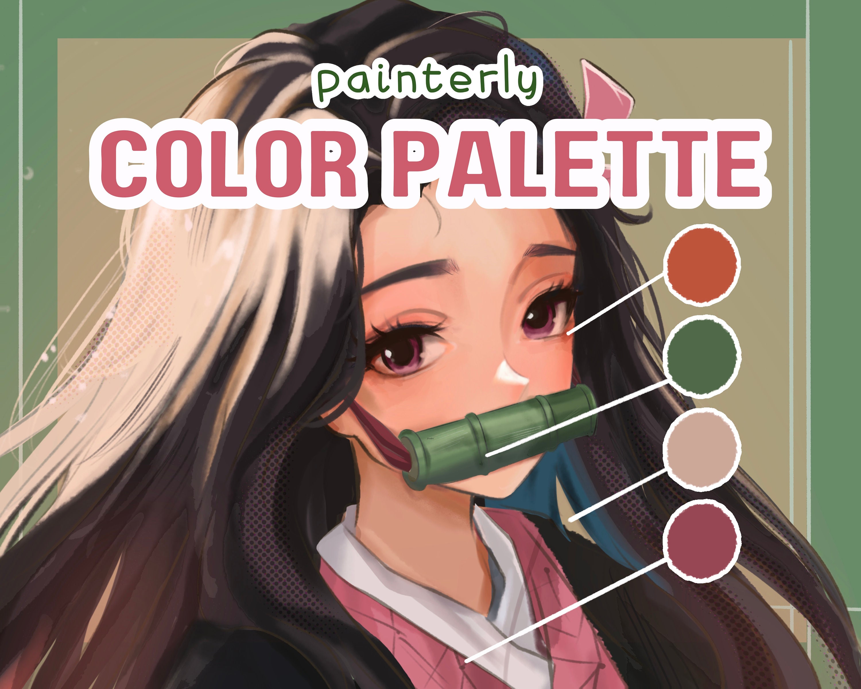 Pack de paletas de color para Procreate en iPad – 10 swatches estéticos + 5 PNG de line art en HD para pintura digital y coloreo anime