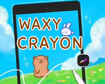 Waxy Crayon Brush Set - Sketching and Lineart Brushes Pack for Procreate, Soft Illustration Doodle Coloring for Digital Art and Drawing iPad