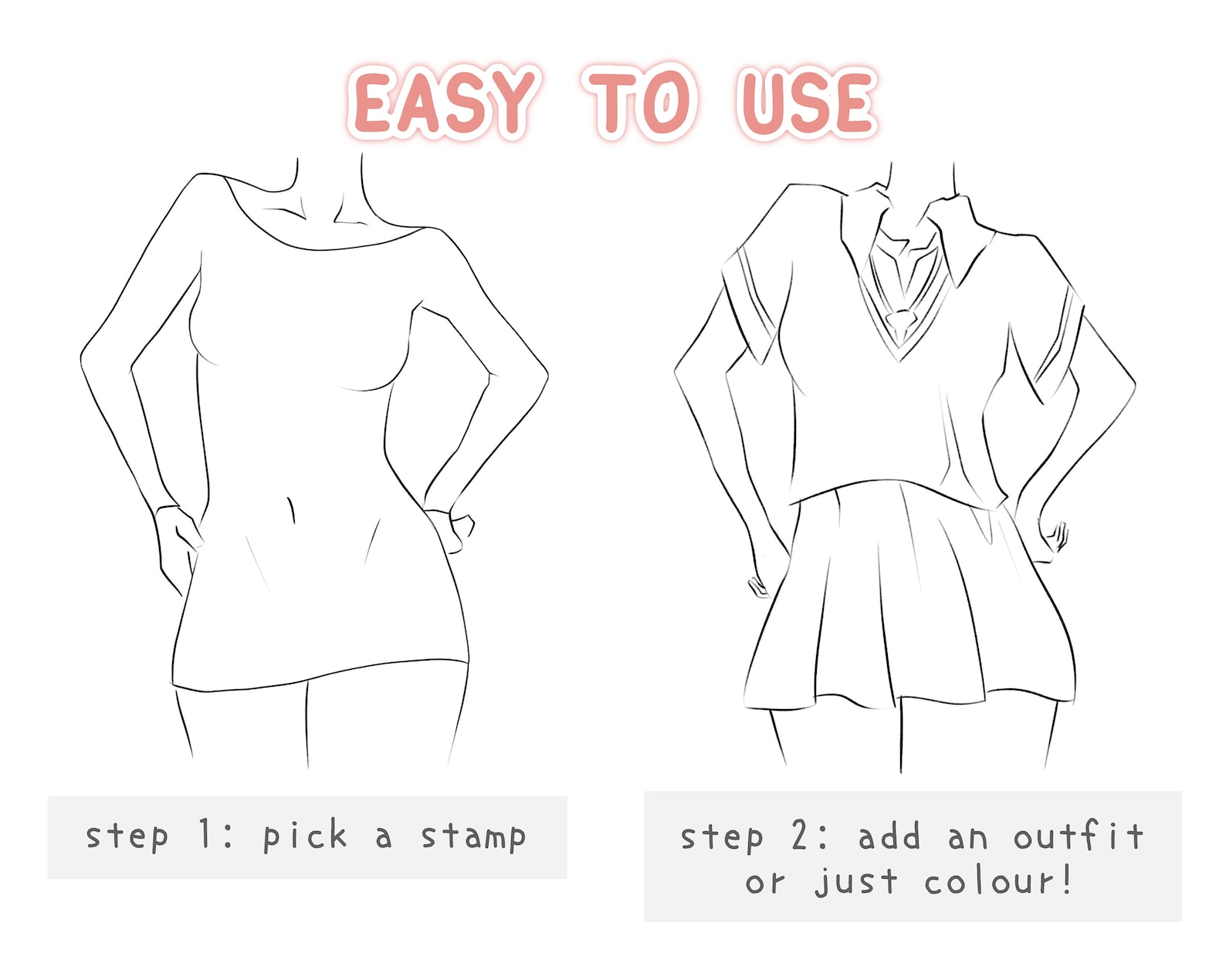 Anime Style Girl Body Pose Stamp Procreate Brush Set - Poses Guide ...