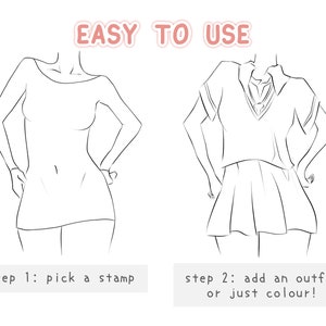 Anime Style Girl Body Pose Stamp Procreate Brush Set - Poses Guide ...