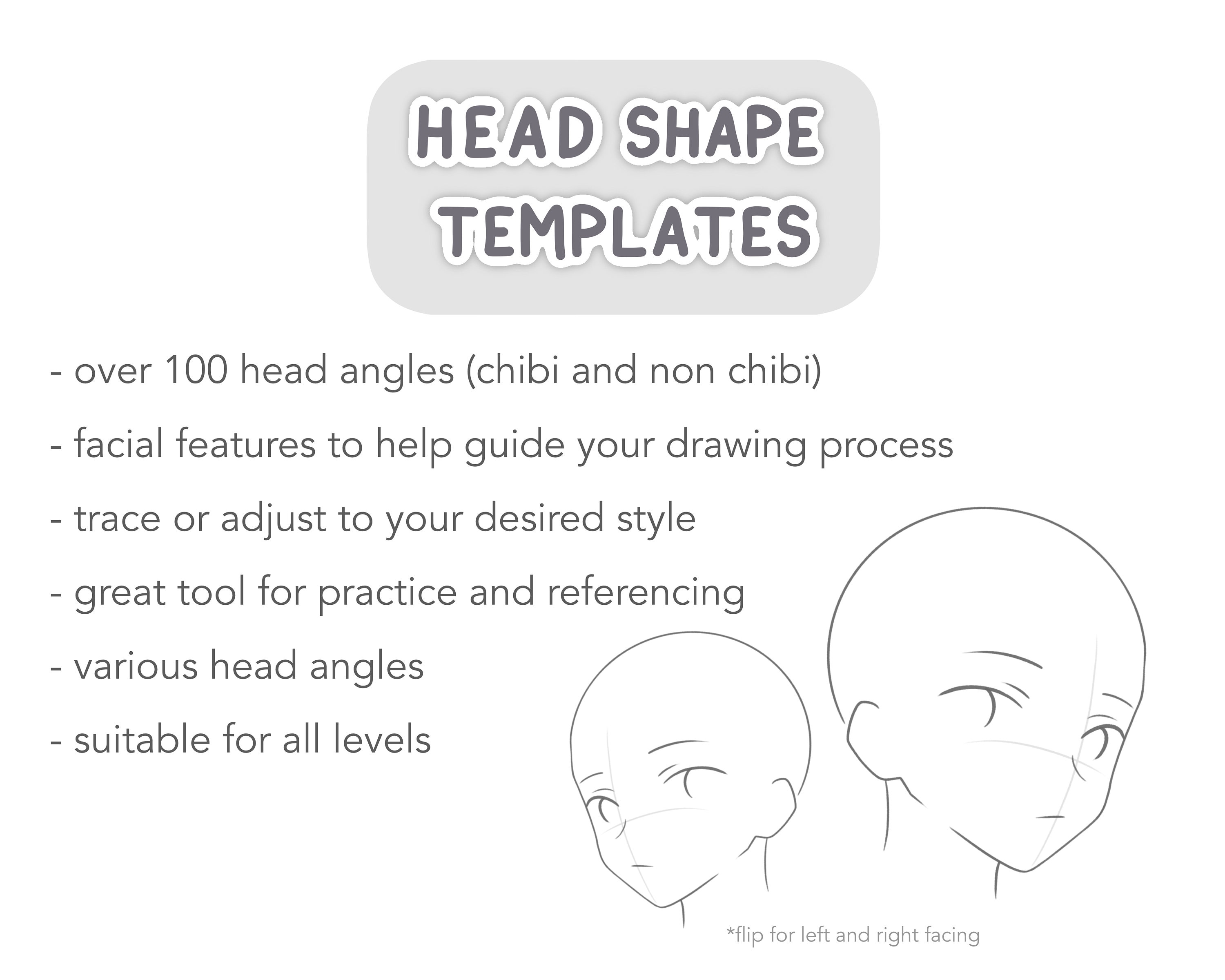 Anime Style Head Stamp Procreate Brush Set - Head Guide Stamp Brush ...