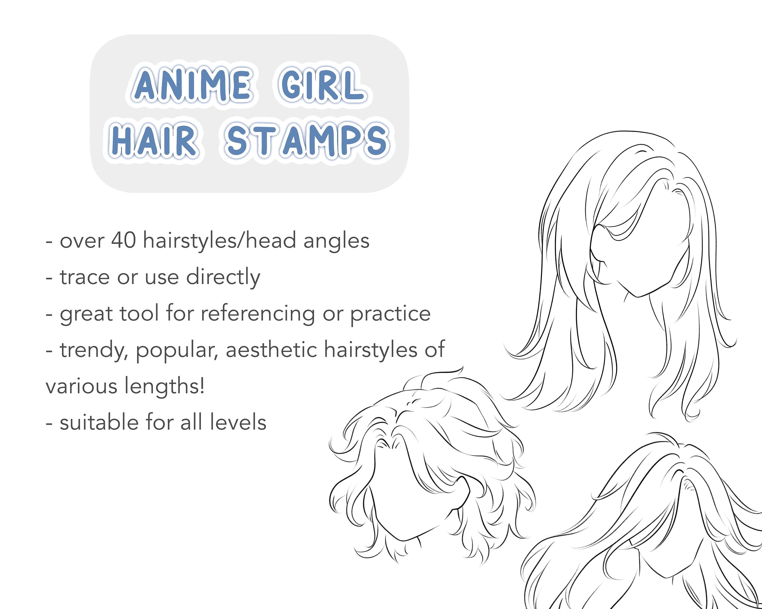 Soft Anime Style Procreate Hair Stamp Set Hair Lineart Brush Pack iPad  Digital Drawing Brush Bundle Character Sketch and Stamp Brush 