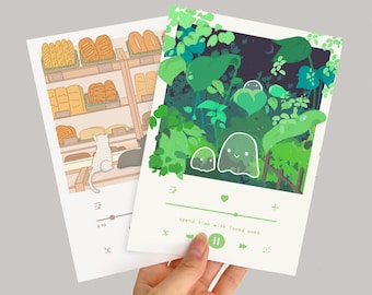 Aesthetic Cozy Dreamy Nature Cute Postcard Prints Set: Anime Prints, Minimalist Art Prints, Soft Anime