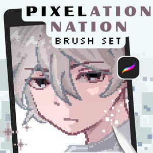 Pixelation Nation Brush Set - Pixel Lineart and Color Brush Pack iPad, Digital Drawing Procreate Brushes, Sketch & Pattern Coloring Brushes