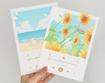 Cute Minimal Aesthetic Anime Postcard Prints: Anime Prints, Minimalist Art Prints, Wall Decor, Postcard, Lofi Card, Cute Gifts