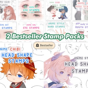 Anime Style Head Stamp Procreate Brush Set - Head Guide Stamp Brush ...