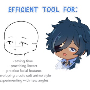 Anime Chibi Head Stamp Procreate Brush Set - Head Guide Stamp Brush ...
