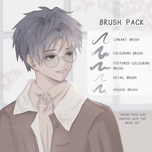 Soft Anime Style Procreate Brush Set - Lineart and Color Brush Pack iPad, Digital Drawing Brush Bundle, Character Sketch and Coloring Brush image 2