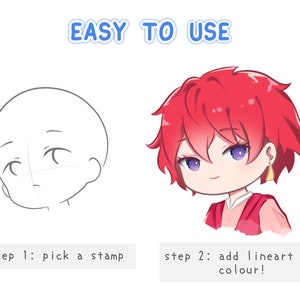 Anime Chibi Head Stamp Procreate Brush Set - Head Guide Stamp Brush ...